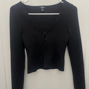Express Black Button Down Long Sleeve Top